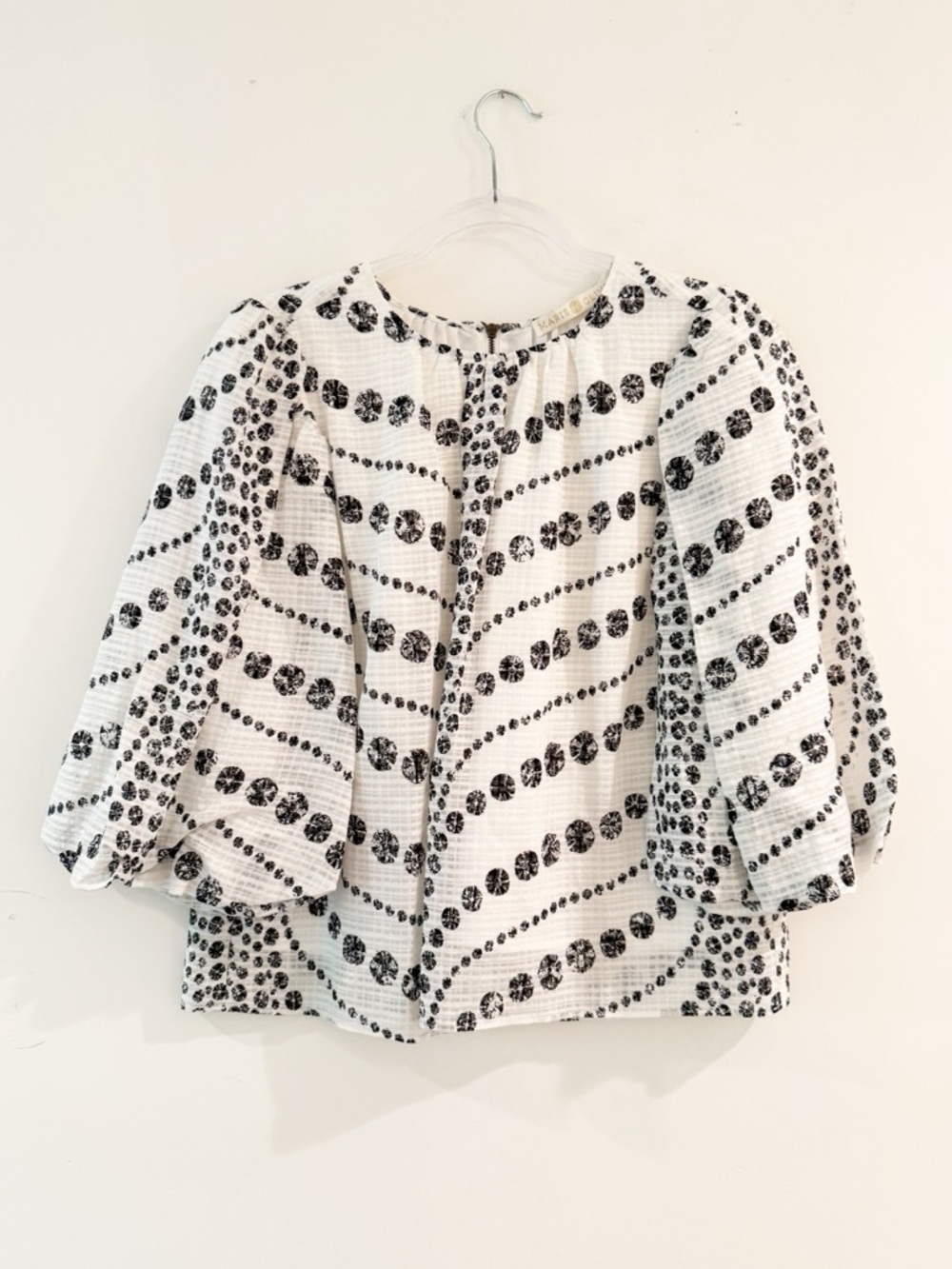 Marie Oliver Linen Blend Puff-Sleeve Harley Blouse